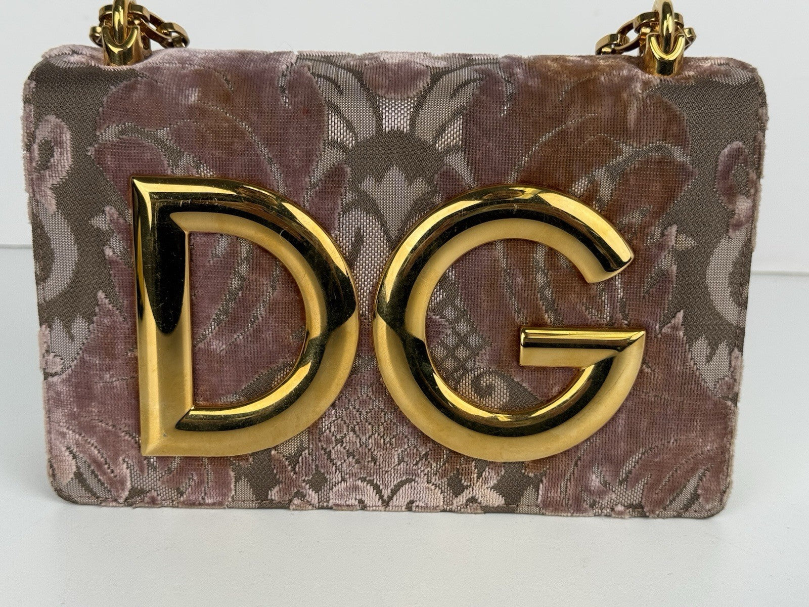 Dolce and Gabbana Pink Corduroy and Leather DG Girls Shoulder Bag