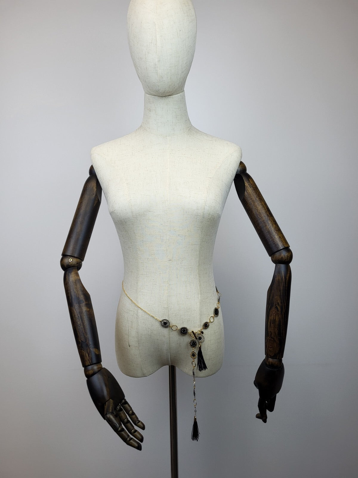 Waist Chain Belt Gold Black For Women 40in