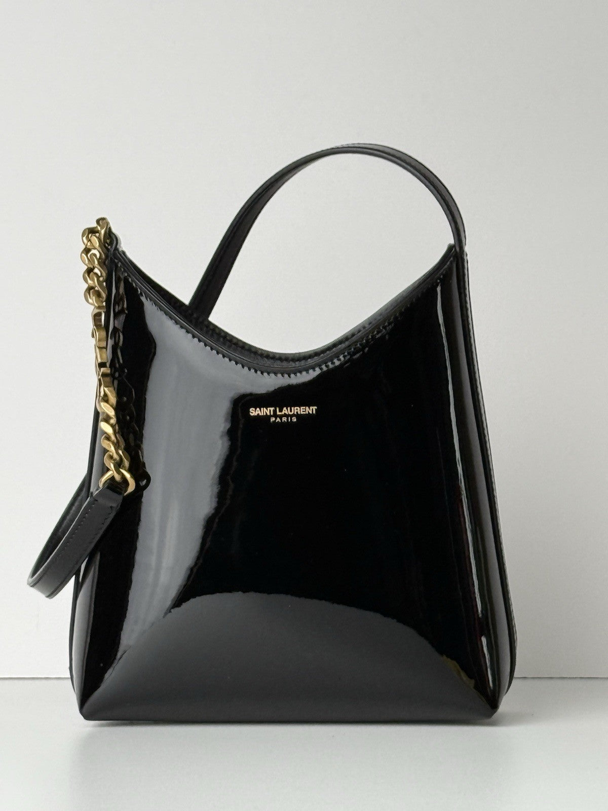 Saint Laurent RENDEZ-VOUS PATENT LEATHER HOBO BAG