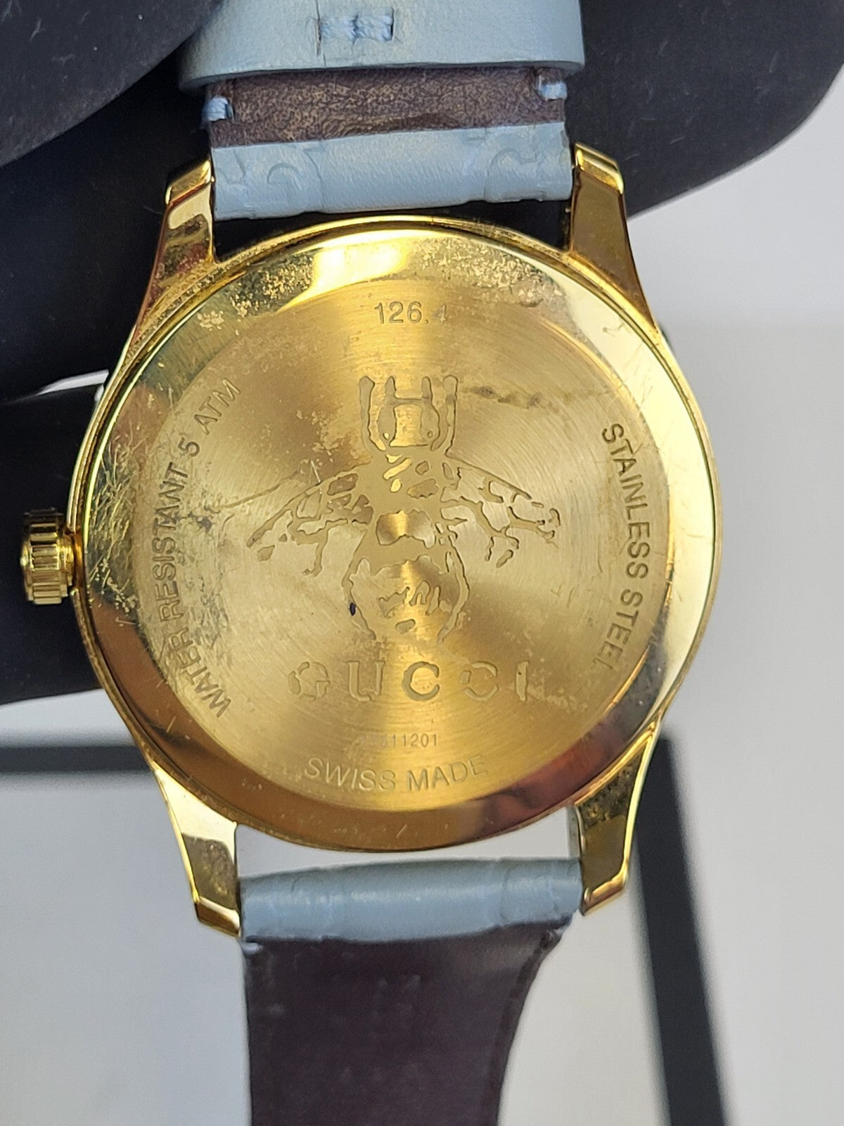 Gucci G-timeless Quartz Pastel Blue Leather Dial Ladies Watch