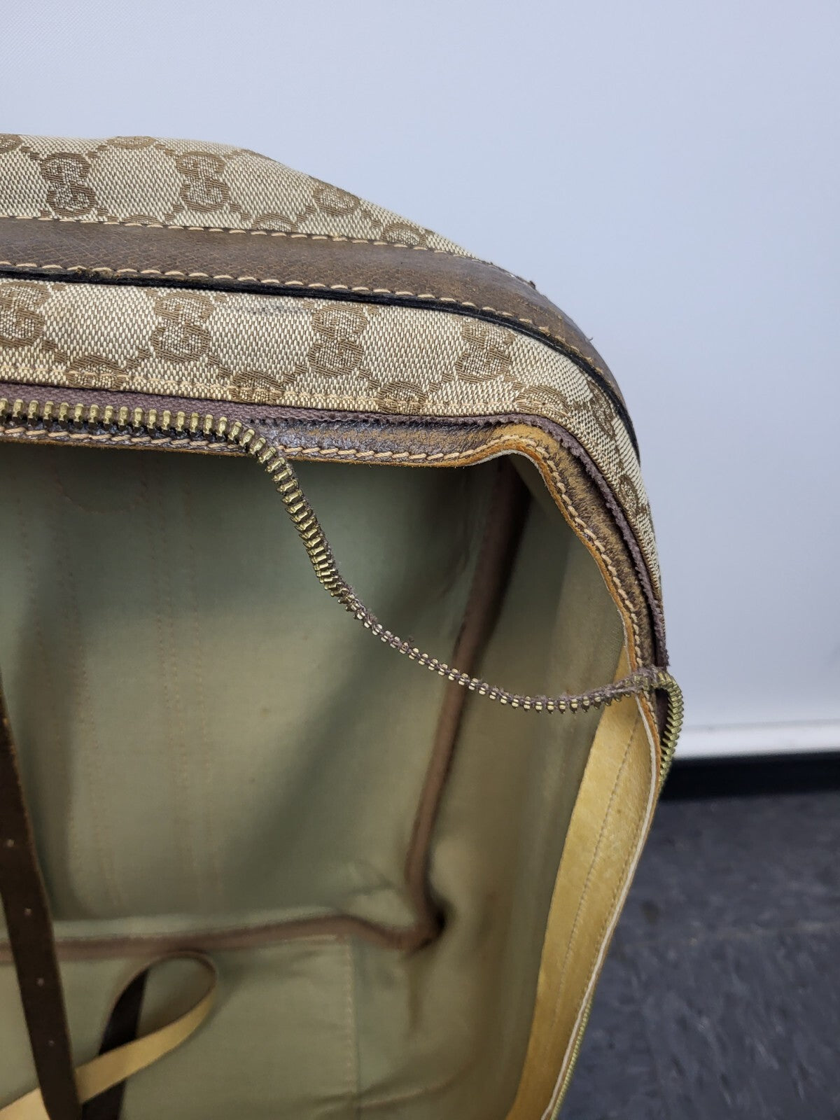 Gucci Vintage Travel Bag Suitcase Monogram Brown Canvas