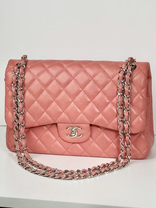 Chanel Jumbo Double Flap Calfskin Shoulder Bag Peach