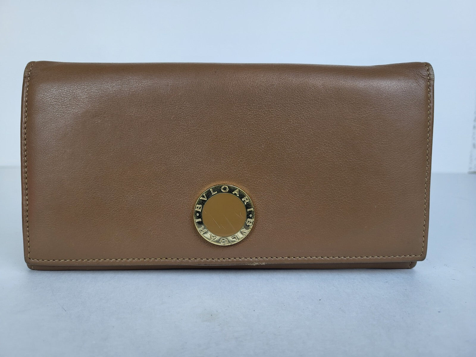 BVLGARI Wallet Corolle Brown Leather Coin Purse Long Wallet
