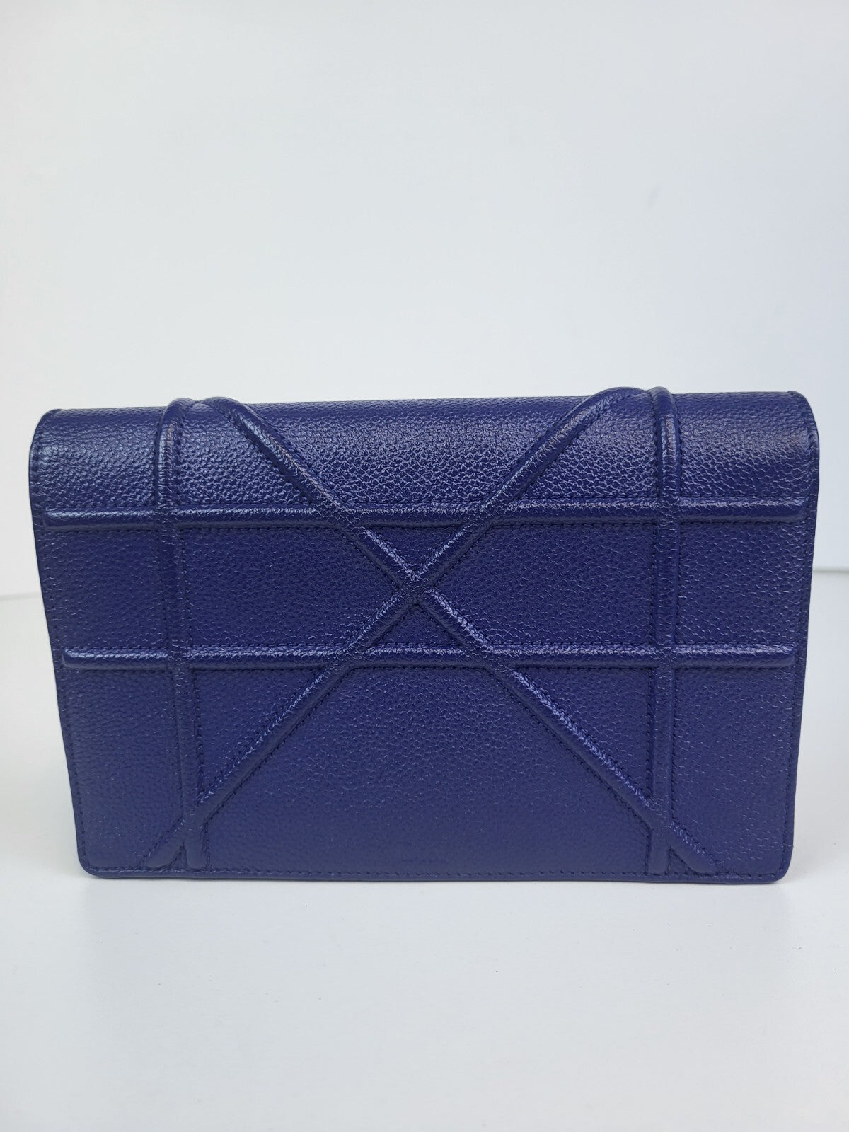 Christian Dior Diorama Wallet on Chain Blue Leather