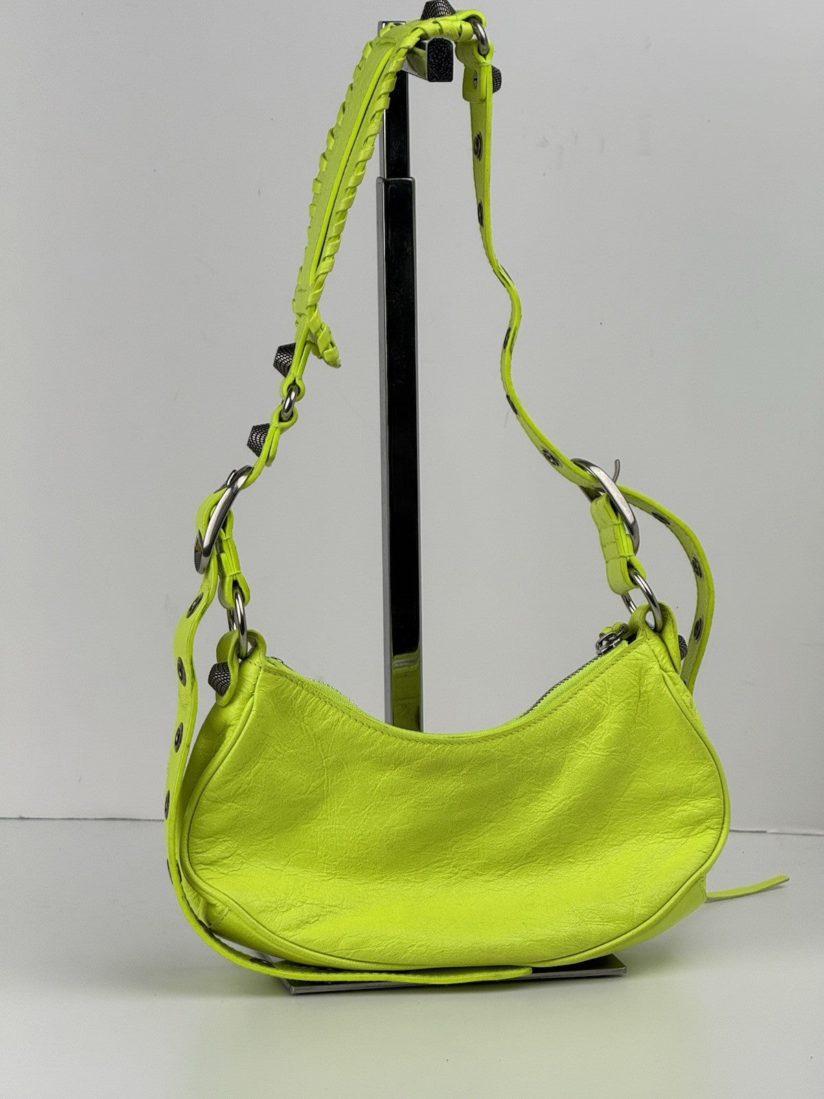 Balenciaga Le Cagole Shoulder Bag XS Yellow Neon Leather