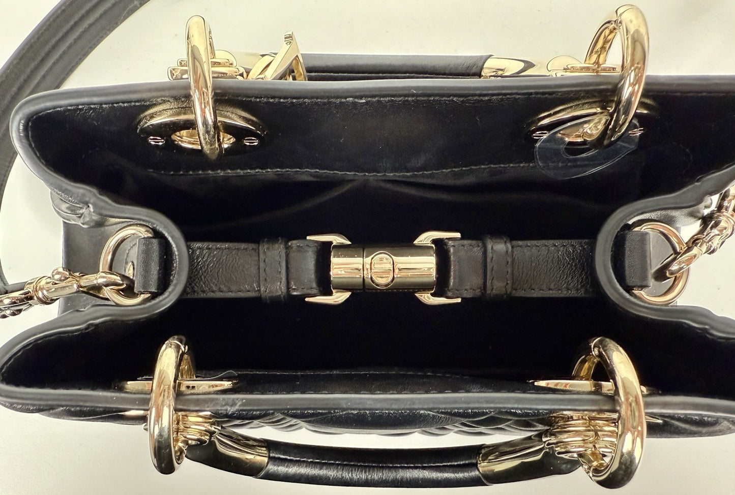 CHRISTIAN DIOR Bag Calfskin Cannage The Lady Black Leather Shoulder Bag