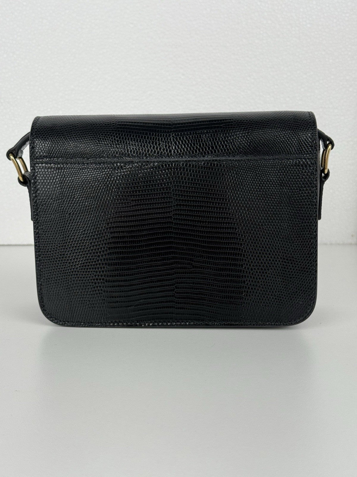CELINE Teen Triomphe Lizard Black Women's Shoulder Bag