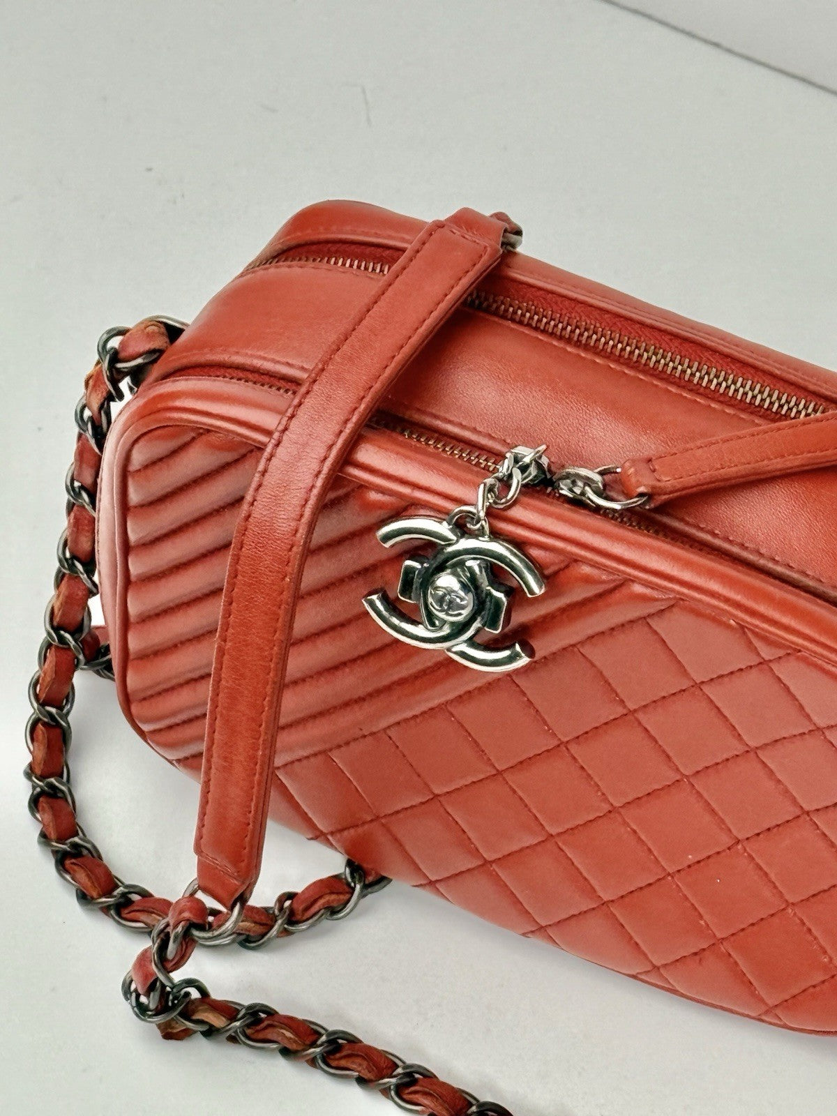Chanel Coco Boy Quilted Leather Mini Bag Red