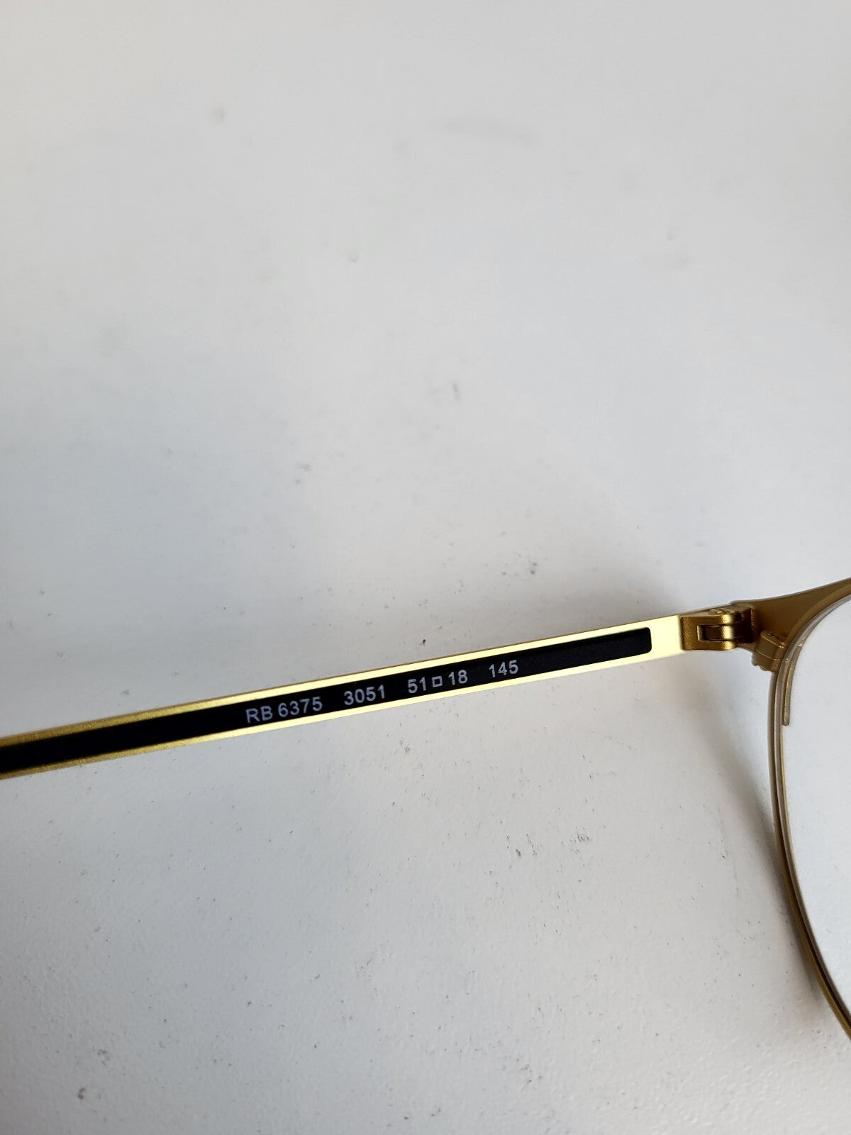 Ray Ban Eyeglasses RB 6375 3051 Matte Black on Gold Optical Frame 51-18-145