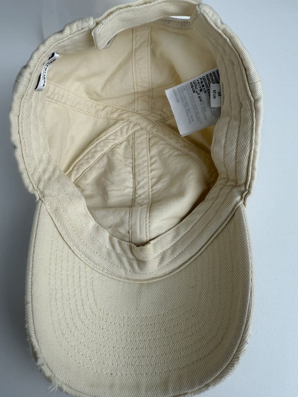 Balenciaga Baseball Cap Ivory Cotton Fabric