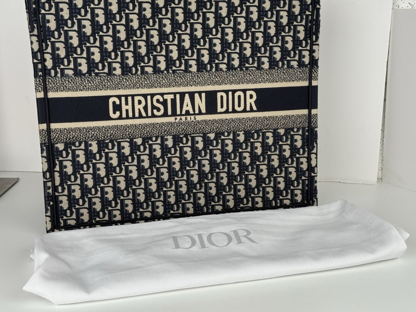 Christian Dior Oblique Large Book Tote Women's Bag in Blue