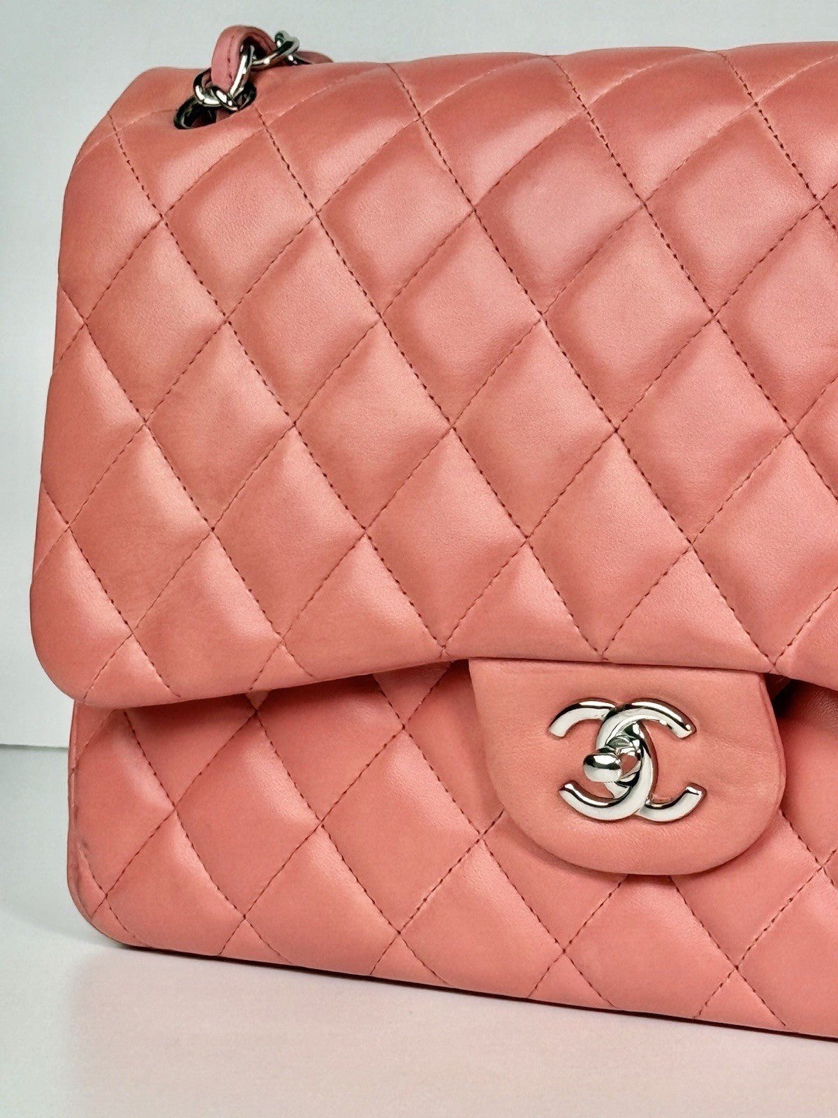 Chanel Jumbo Double Flap Calfskin Shoulder Bag Peach