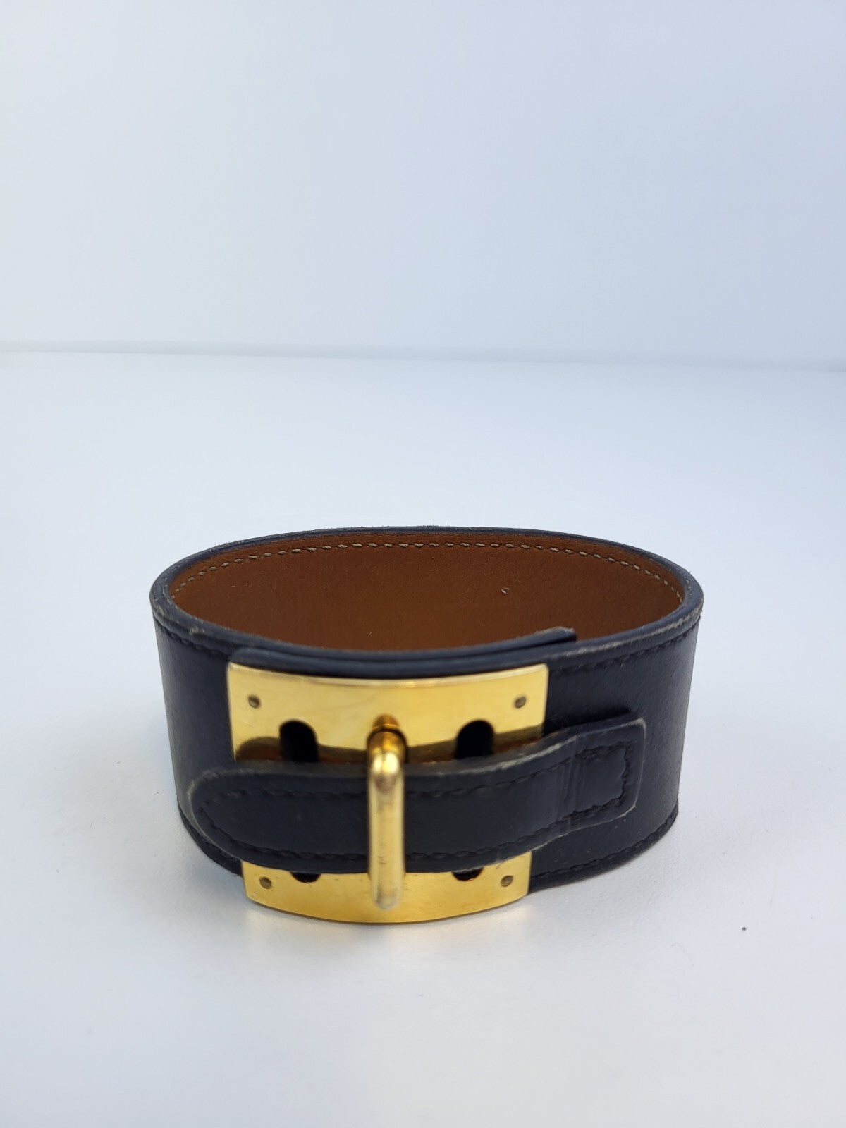 Hermès Leather Intense Wrap Bracelet Black Gold