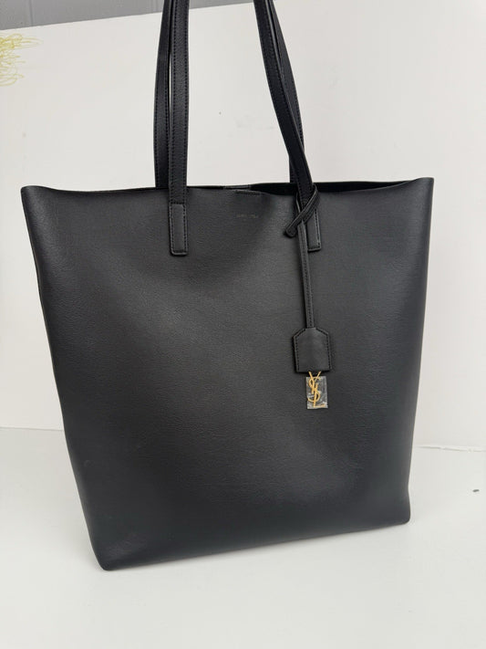 Saint Laurent Black Leather Shopping Tote