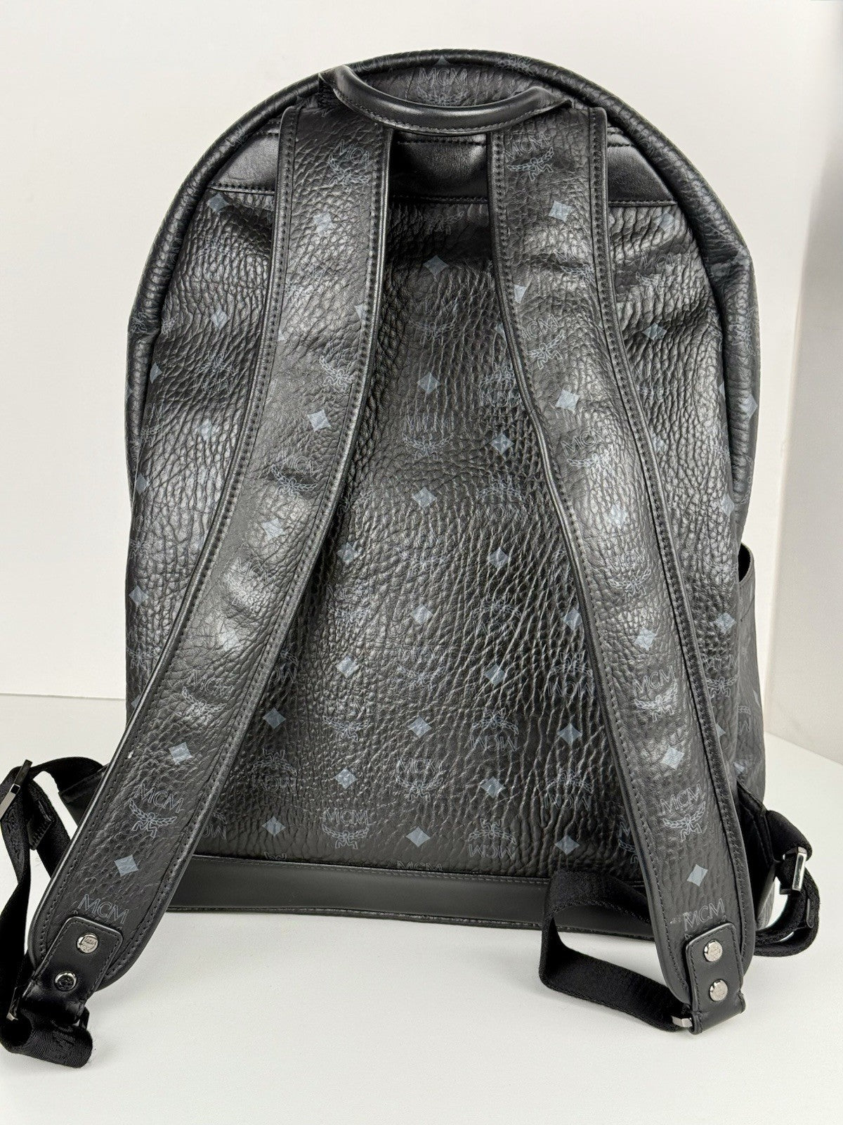 MCM Visetos Stark Backpack Black Leather Large