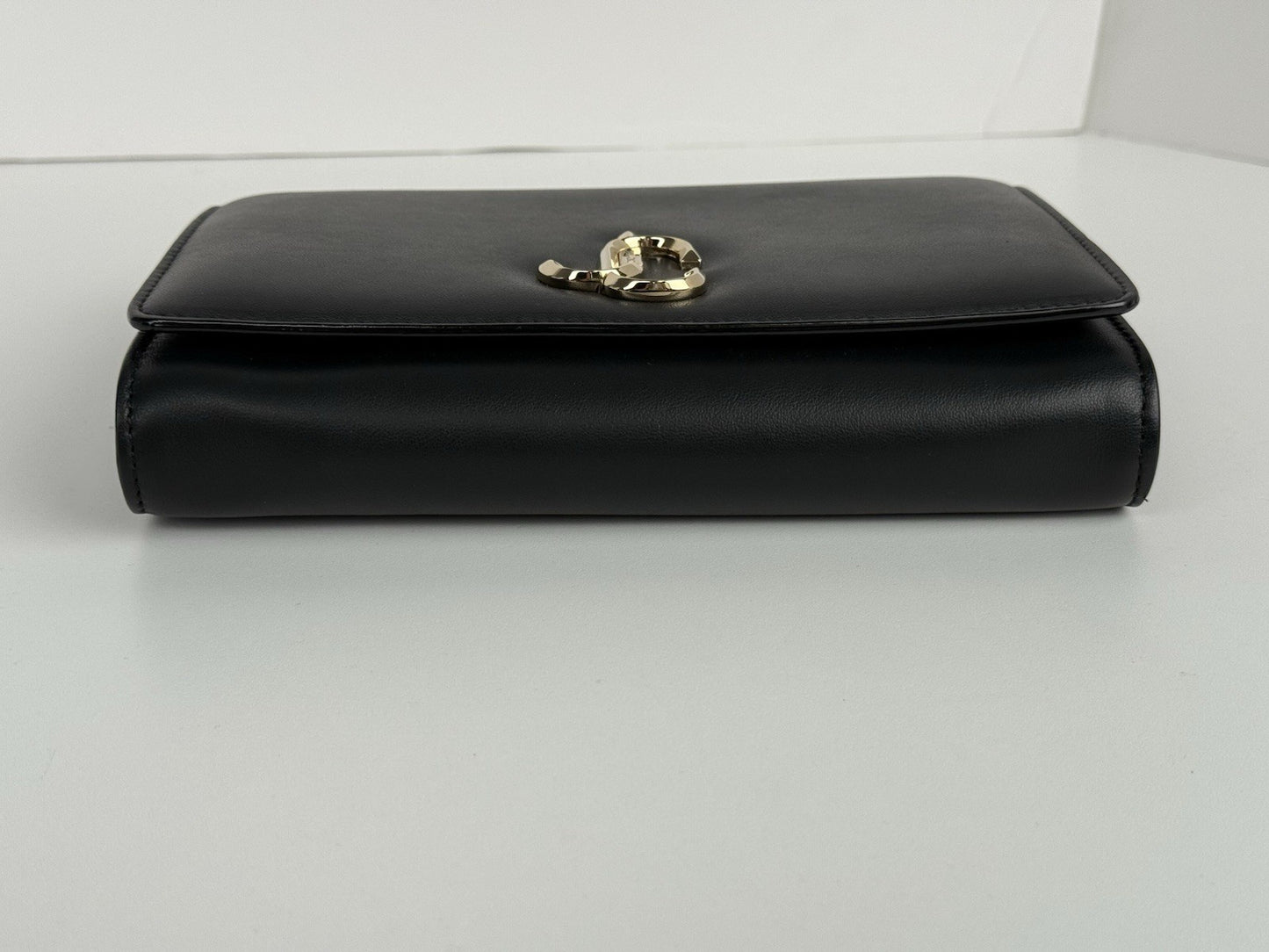 Jimmy Choo Chain Women's Evening Shoulder Bag in Black Leather