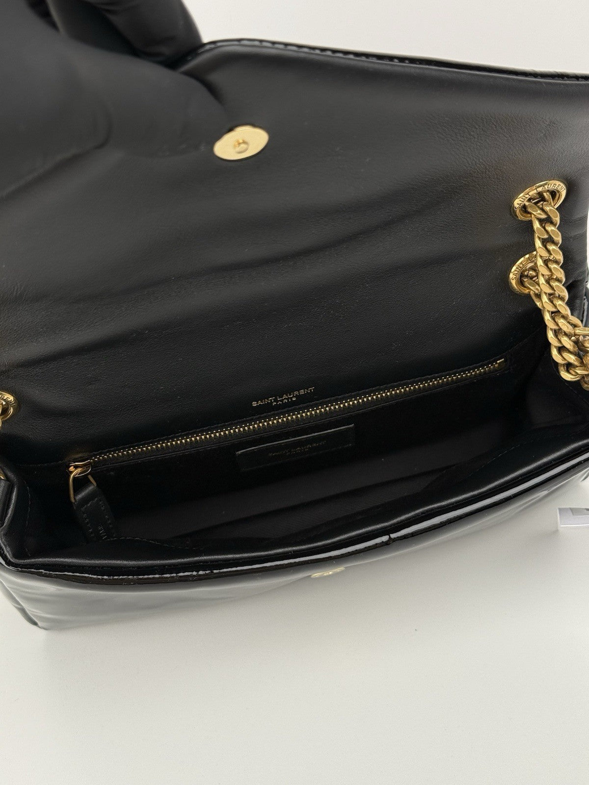 Saint Laurent Patent Calfskin Calypso Black Shoulder Bag