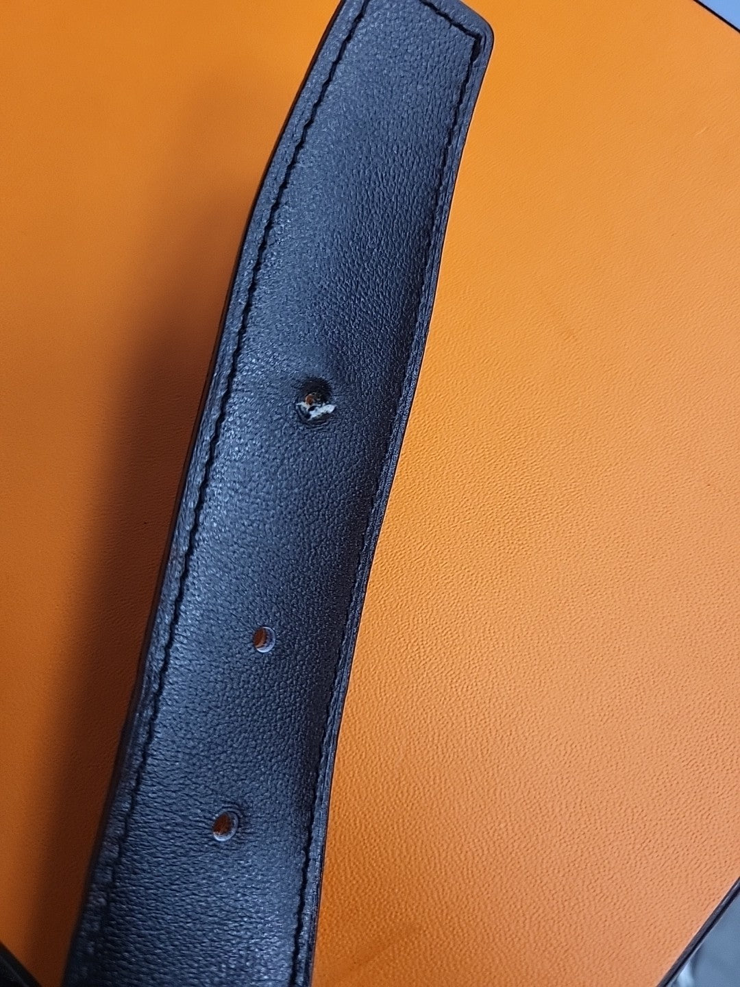 Hermes Reversable Leather Belt With Gold Buckle