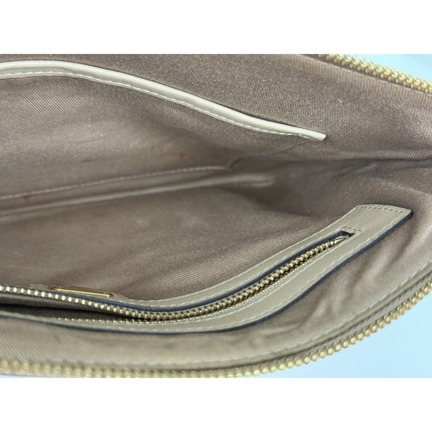 MCM Medium Rabbit Crossbody Pouch in Visetos Beige with Gold Hardware