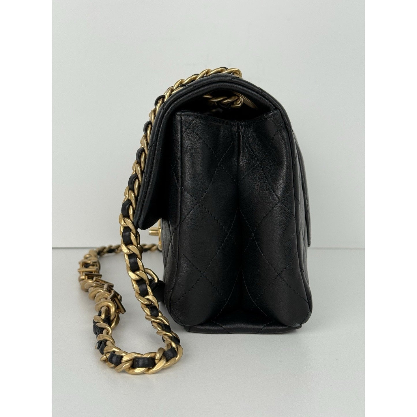 Chanel Timeless Classic Flap Medium Quilted Leather Shoulder Bag Black with Gold