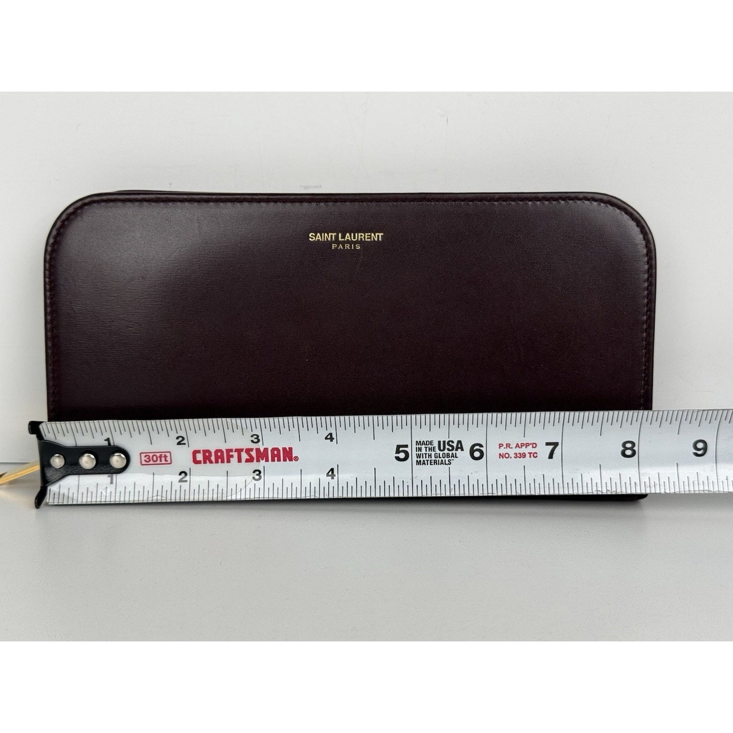 Saint Laurent Amerena Zip Around Wallet Burgundy Leather