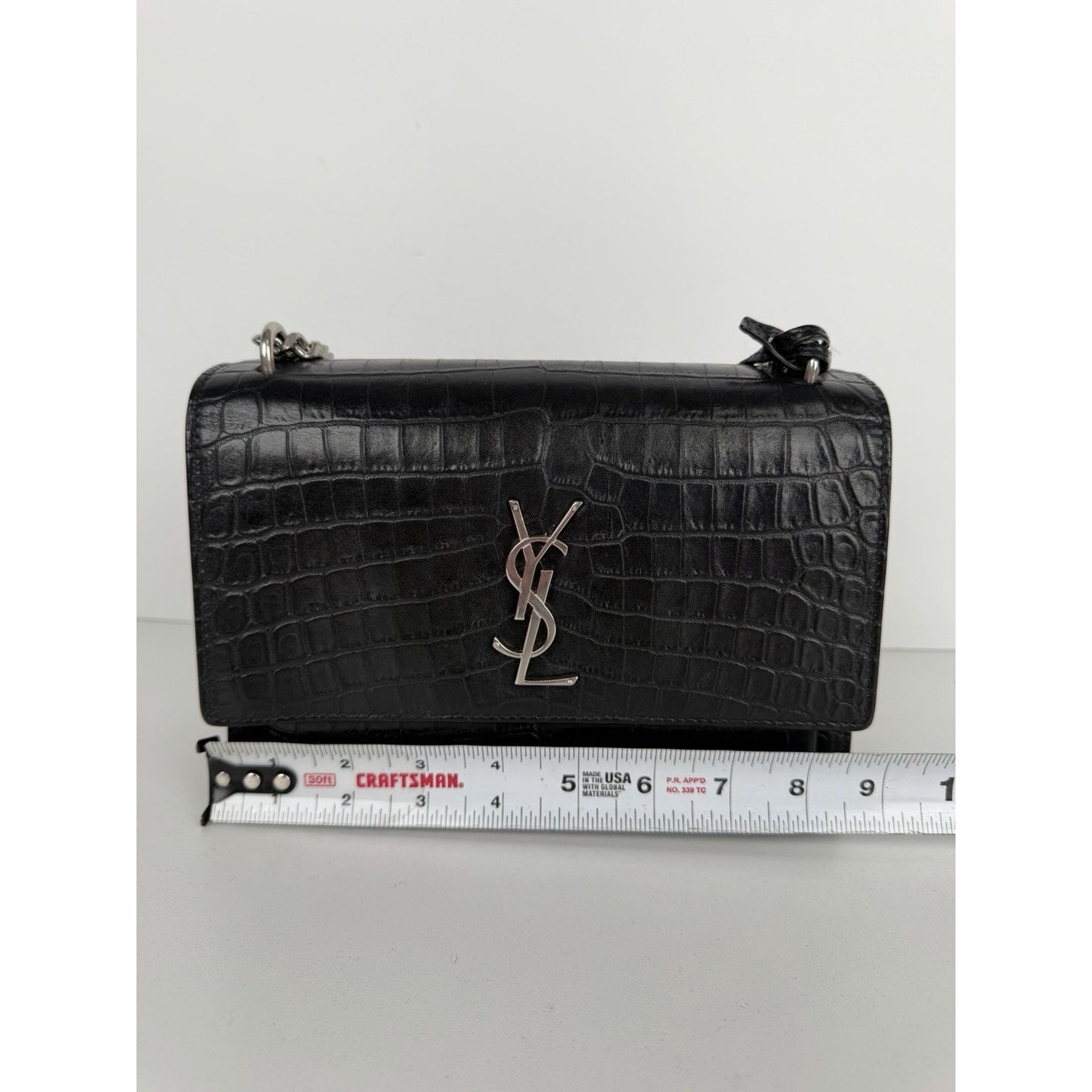 Saint Laurent Sunset Shoulder Bag Medium in Black Crocodile-Embossed Leather B-6