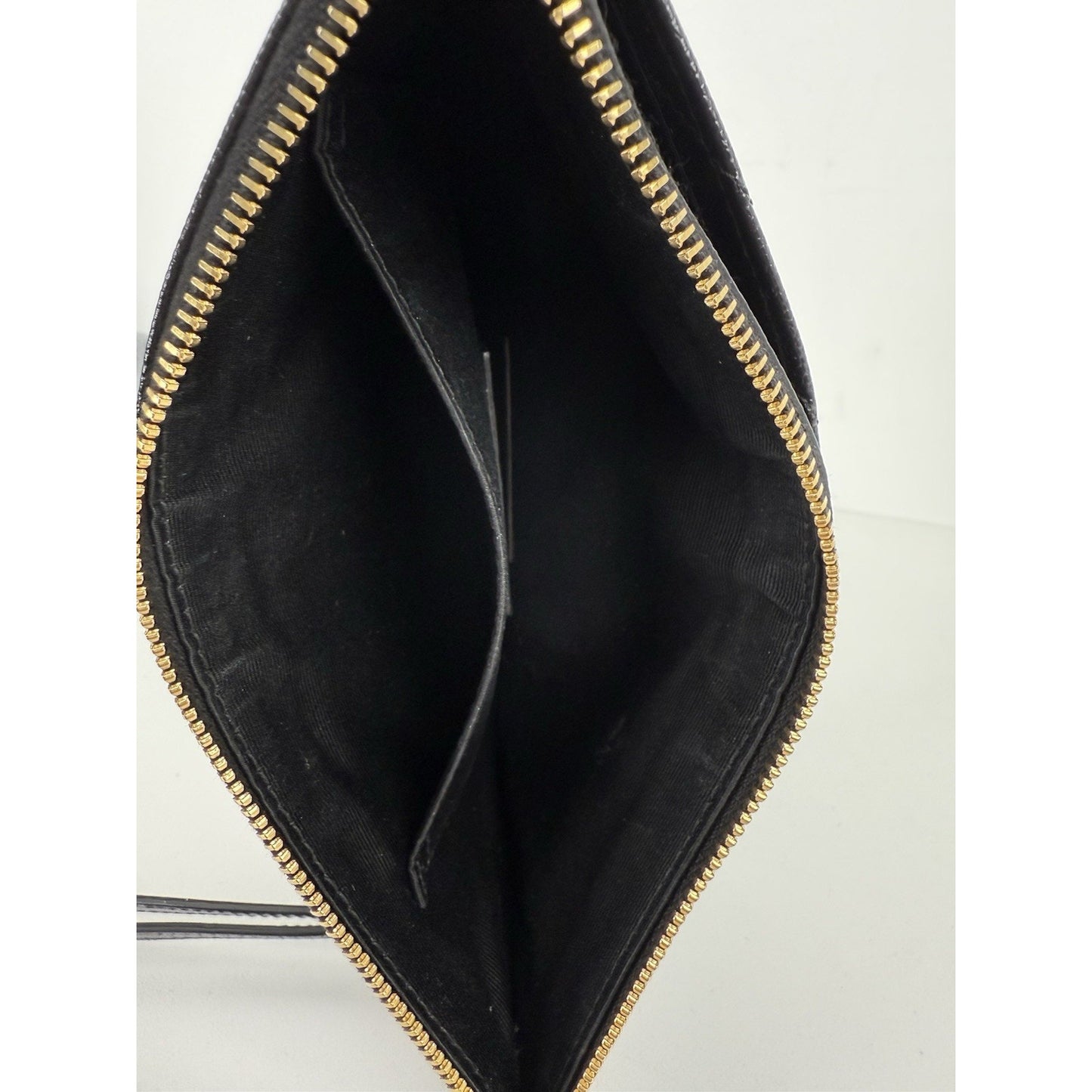 Saint Laurent Quilted Monogram Mini Strap Clutch Black with Gold Hardware