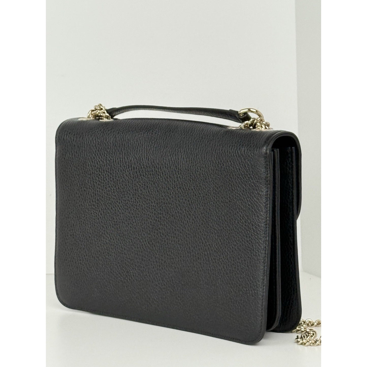 GUCCI Interlocking G Shoulder Bag Black Calfskin
