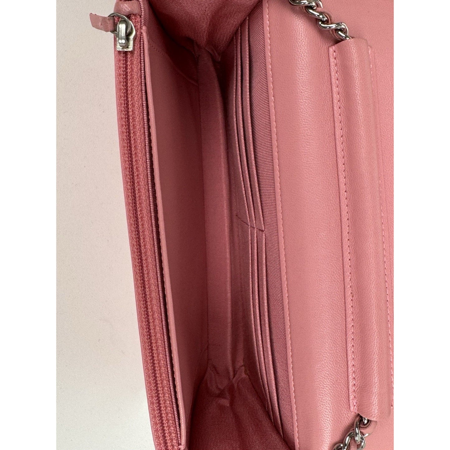 Chanel Wallet On Chain Pink Quilted Leather B-6