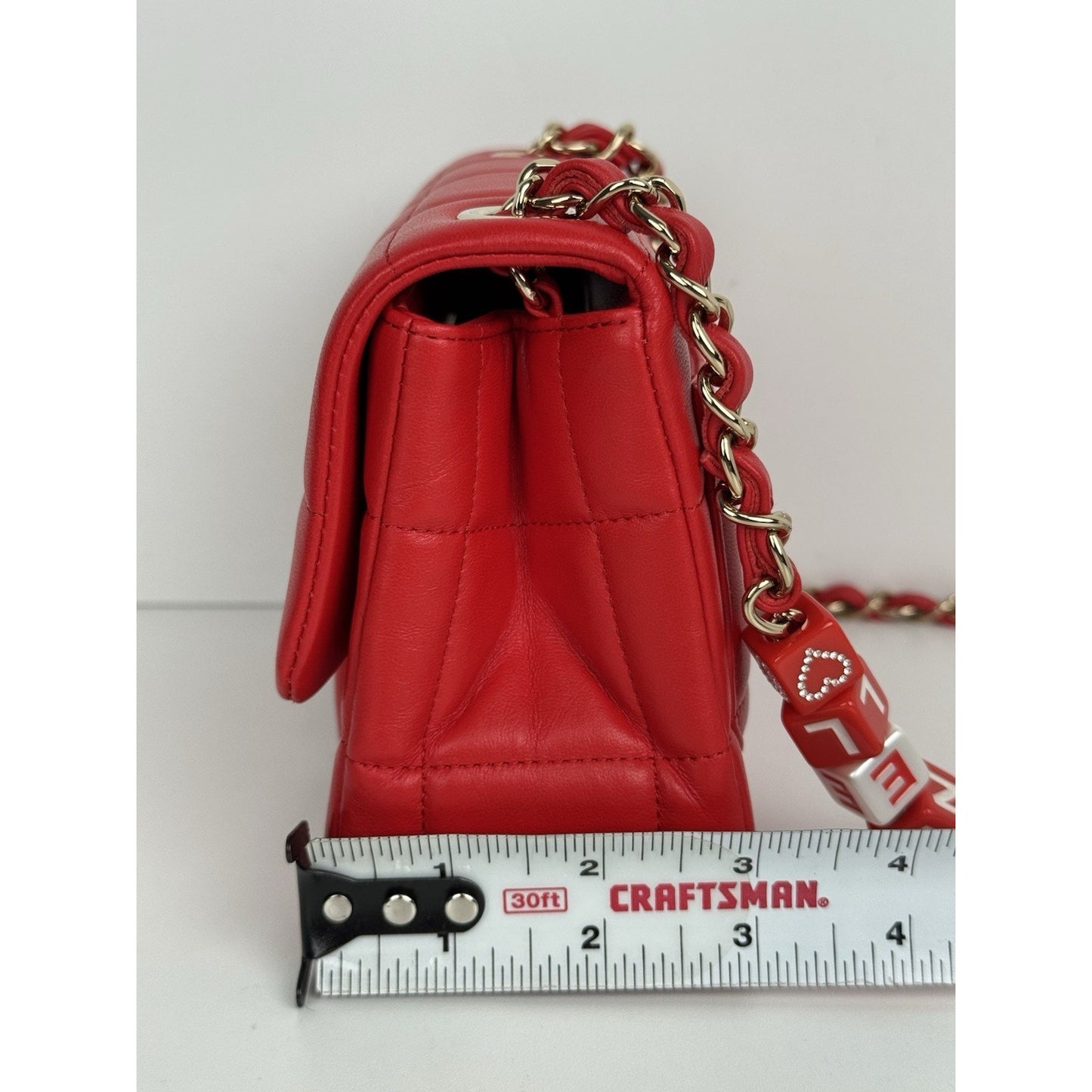 Chanel Lambskin Resin Crystal Square Quilted Monacoco Mini Flap Red C-6