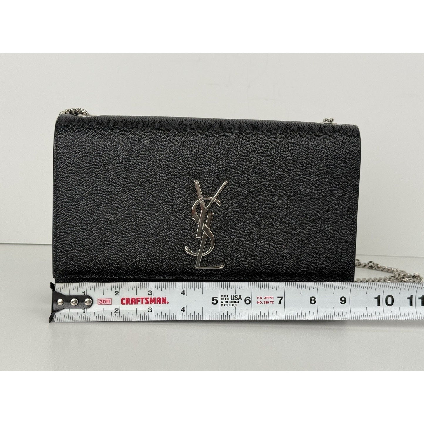 Saint Laurent Kate Grained Black Leather Chain Strap Shoulder Bag