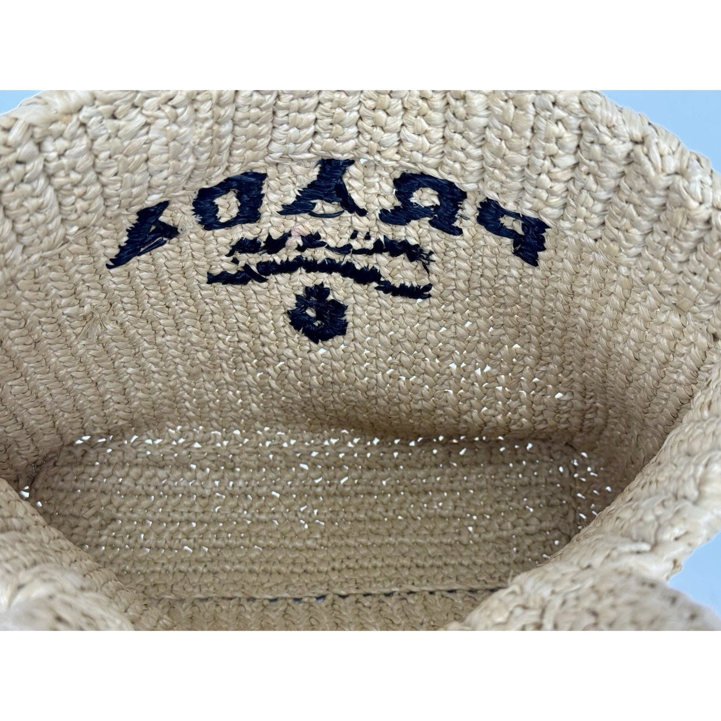 Prada Raffia Tote Bag Beige with Embroidered Logo B-2