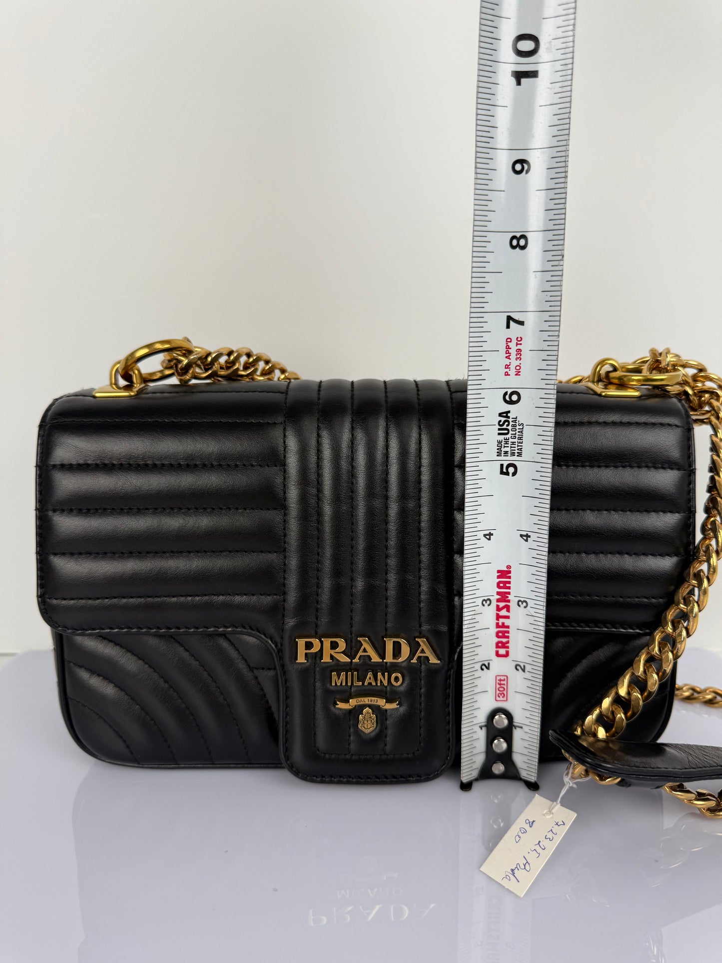 Prada Diagramme Black Leather Should Bag