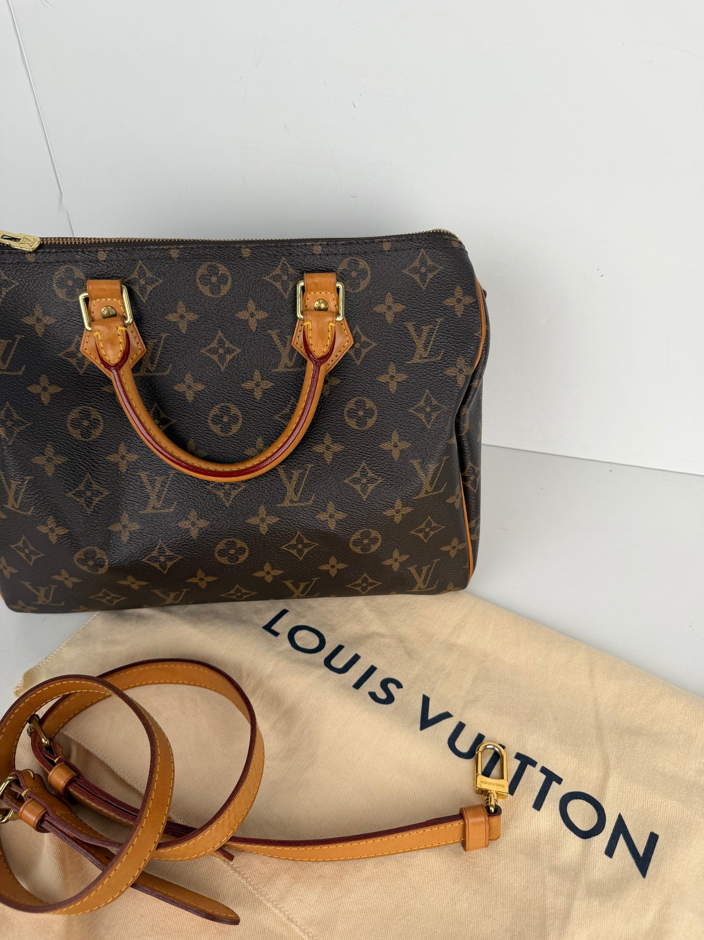 Louis Vuitton Monogram Speedy 30 Handbag in Brown LV Monogram Coated Canvas 2016 YE-8