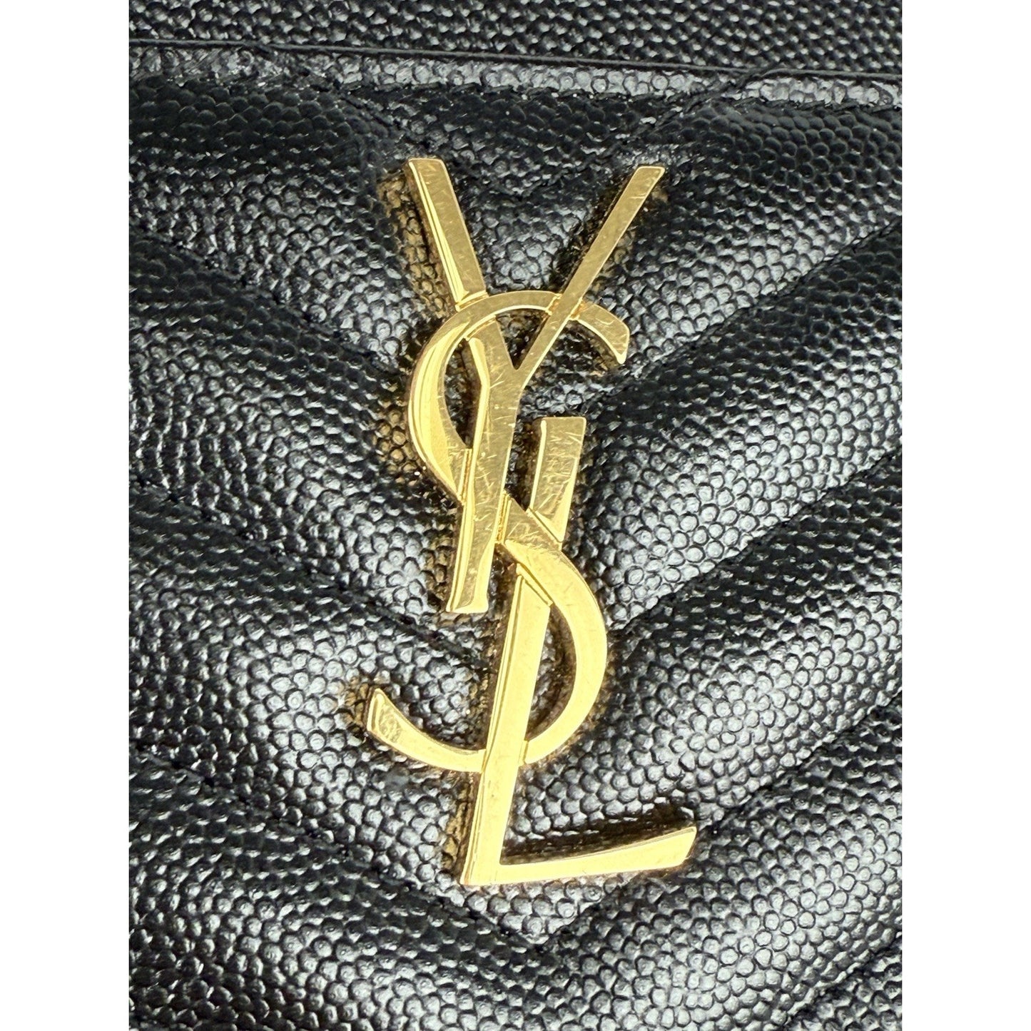 Saint Laurent Quilted Monogram Mini Strap Clutch Black with Gold Hardware