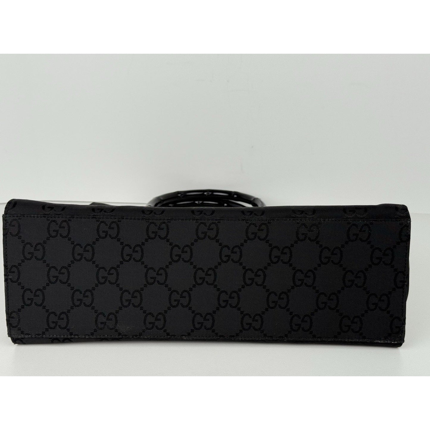 Gucci GG Black Nylon Bamboo Shopper Vintage