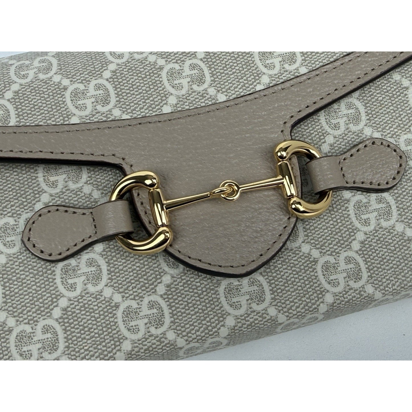 Gucci GG Supreme Monogram Textured Dollar Calfskin Horsebit Shoulder Bag