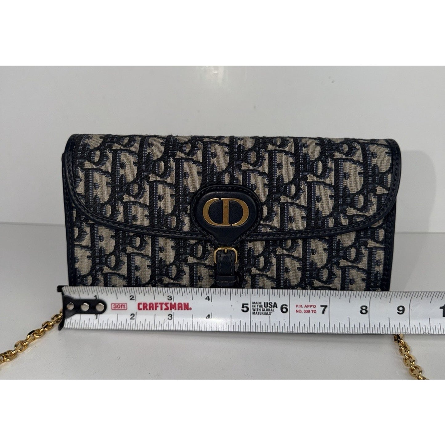 Christian Dior Oblique Jacquard Bobby East-West Chain Clutch Bag in Blue 2023 C6