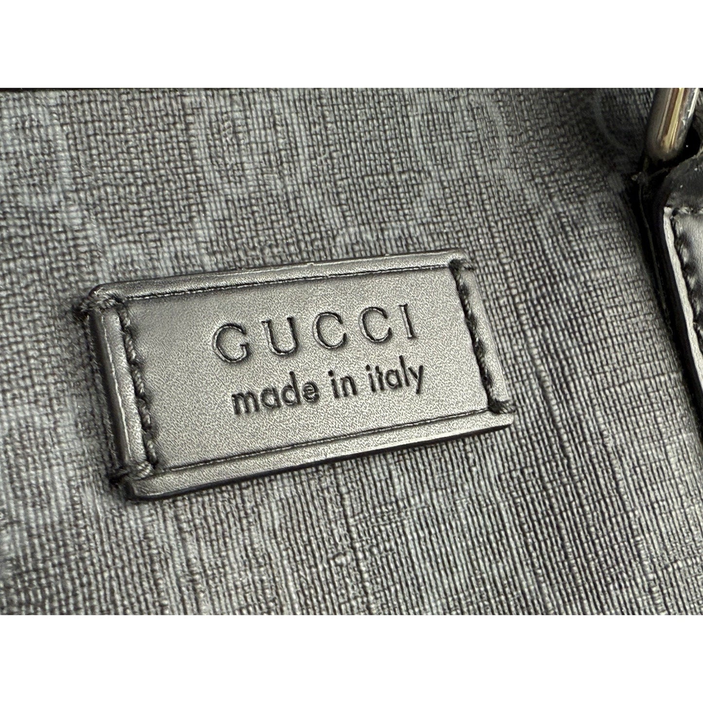 Gucci Large Savoy Duffle Bag GG Supreme Monogram Grey/Black Calfskin Trim