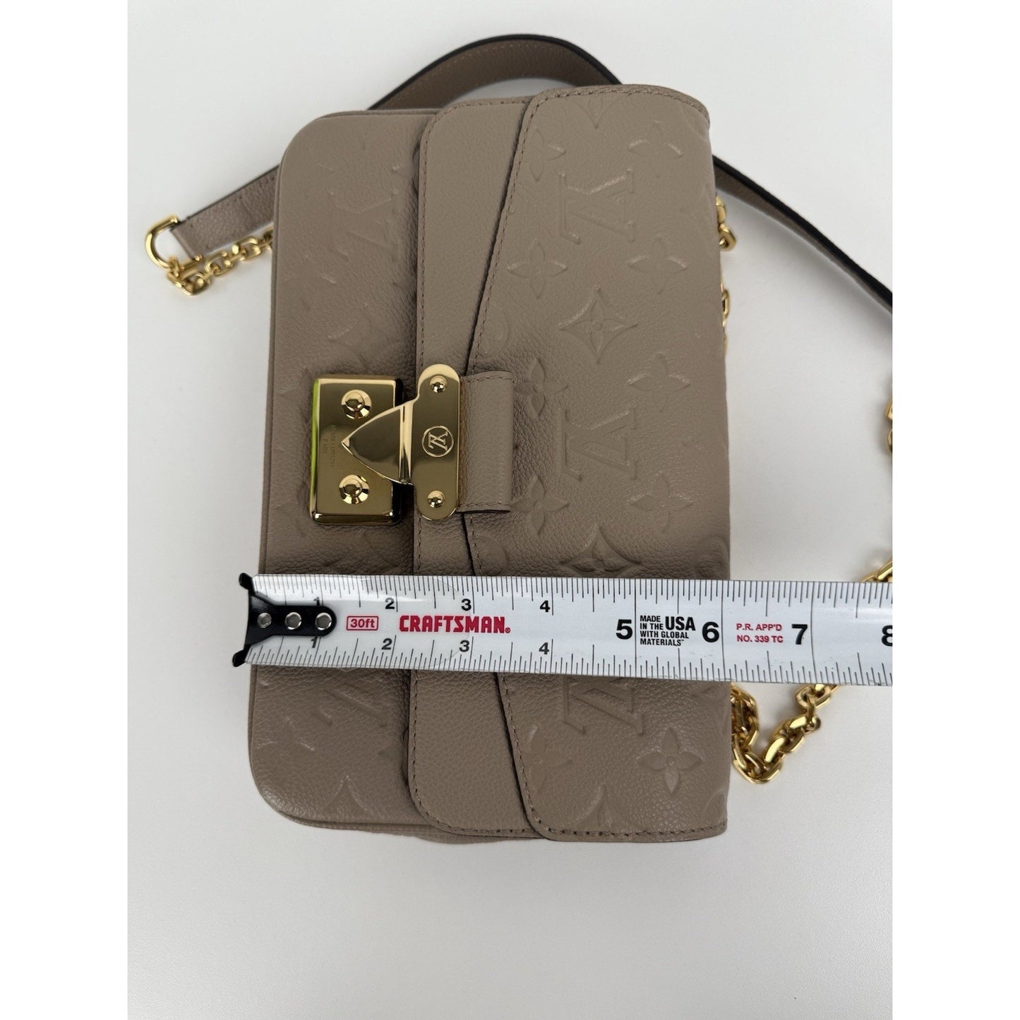 LOUIS VUITTON LV GHW Marceau Momogram Empreinte Beige Leather Shoulder Bag