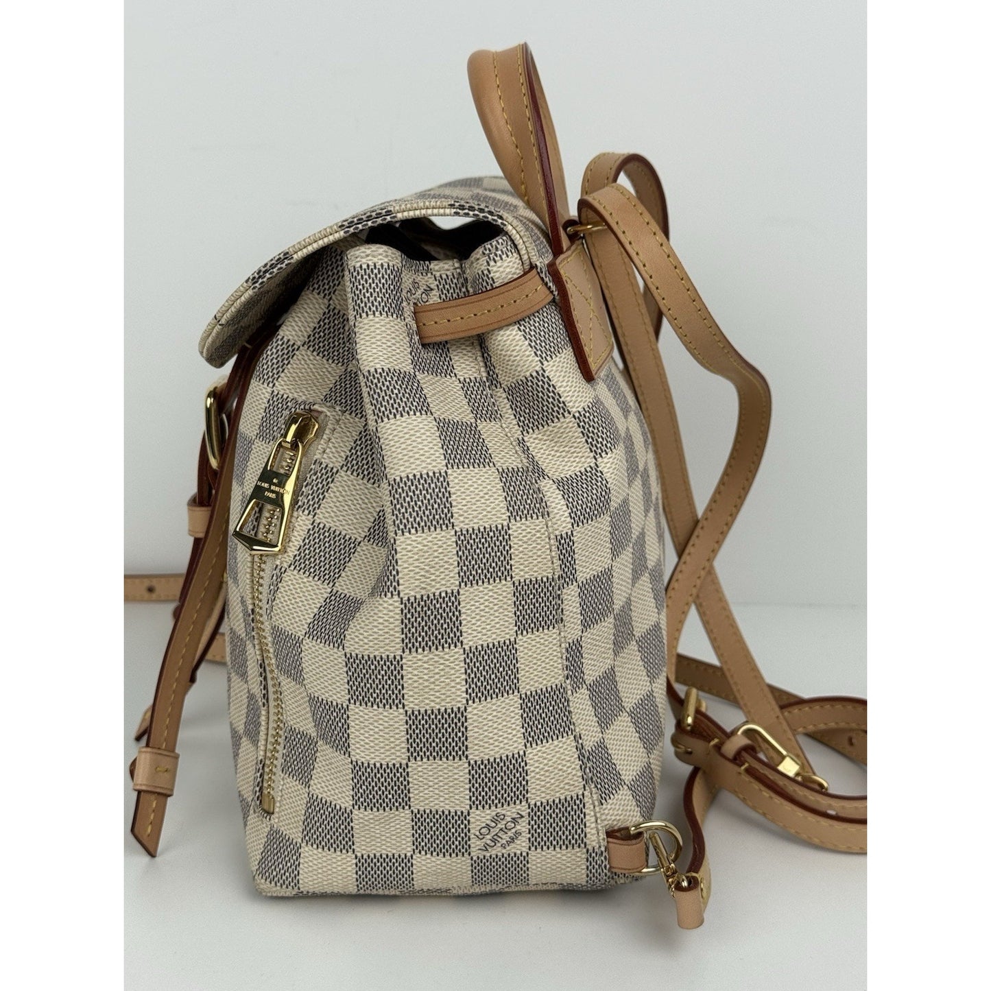LOUIS VUITTON Damier Azur Sperone BB Backpack Ivory Canvas
