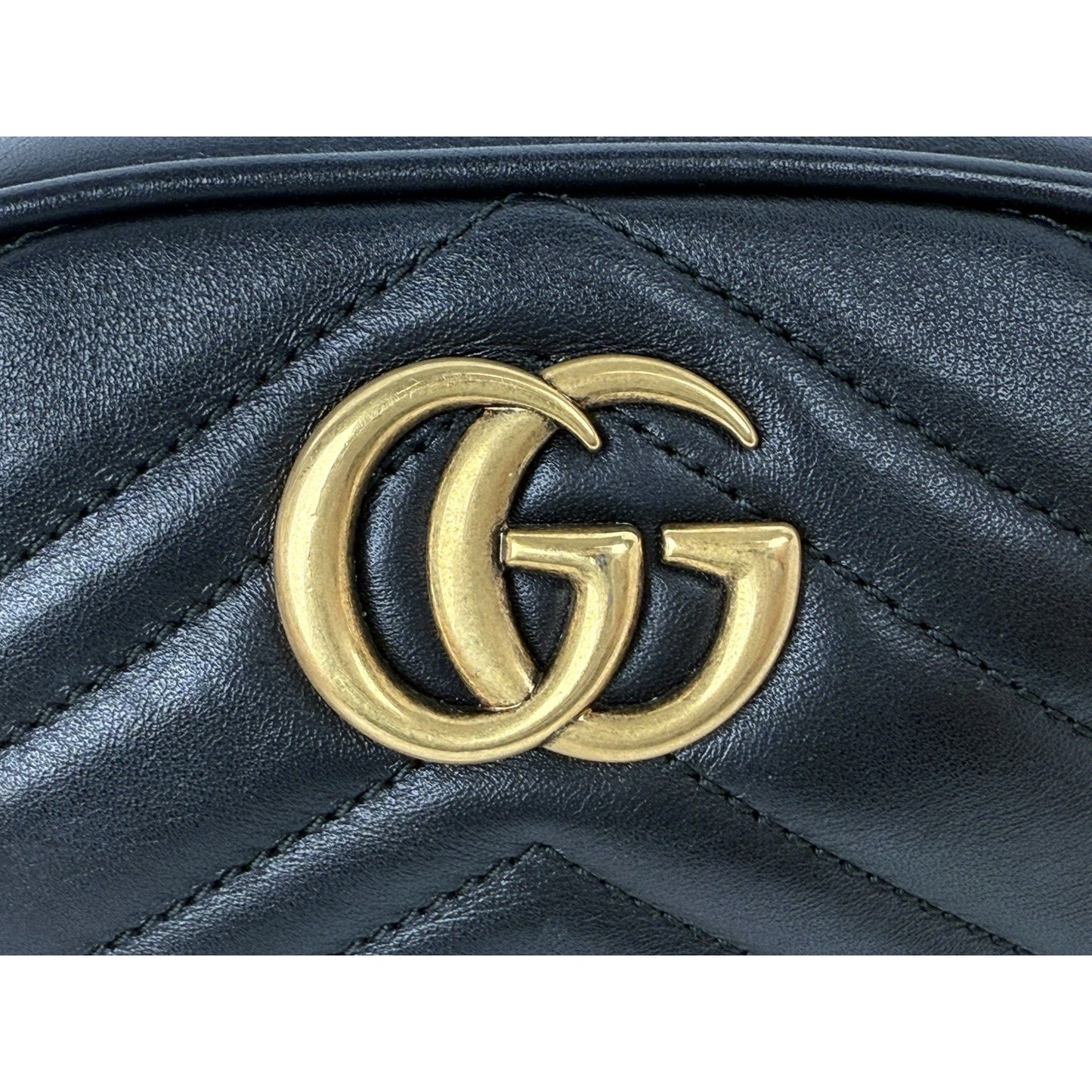 Gucci GG Marmont Black Matelasse Leather Belt Bag