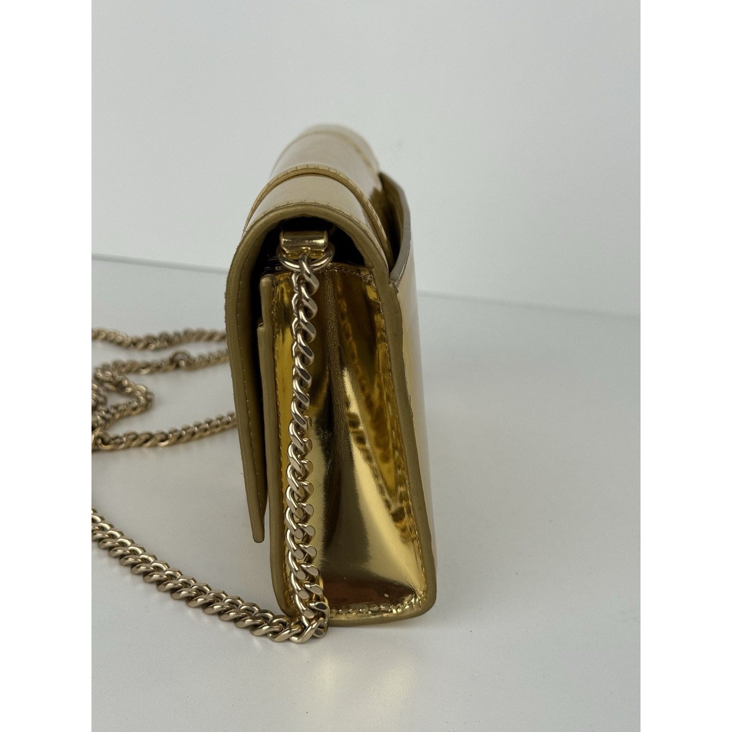 BALENCIAGA Hourglass Mirror Wallet On Chain Bag in Gold