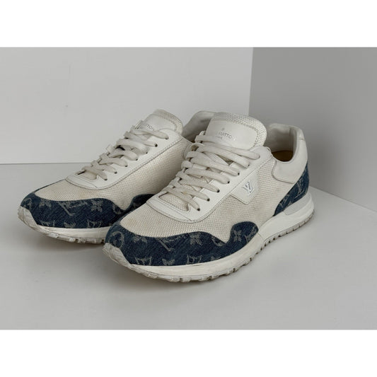 Louis Vuitton White Leather LV Denim Monogram Men's Sneakers Size 9