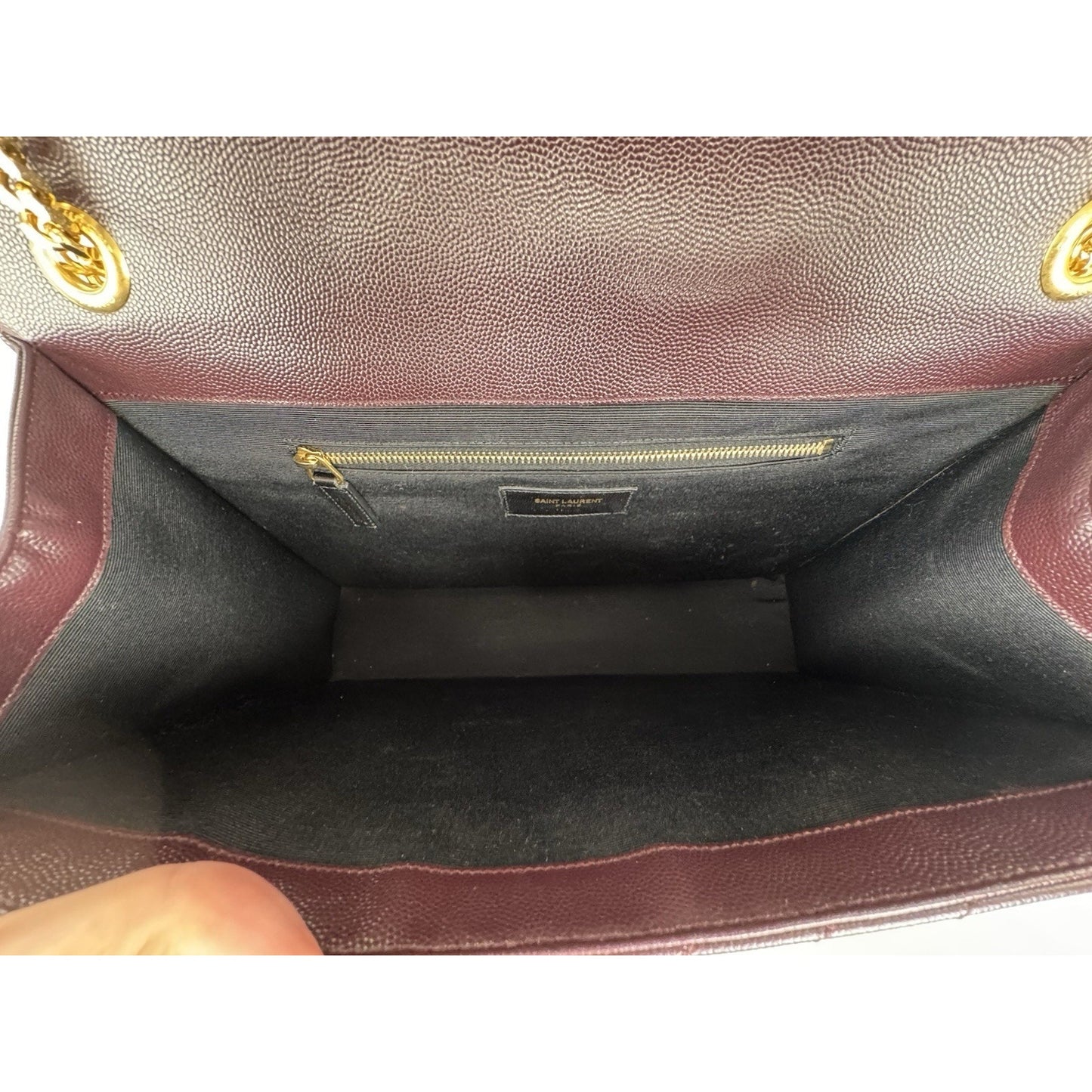 SAINT LAURENT Grain De Poudre Matelasse Chevron Large Monogram Satchel B-6