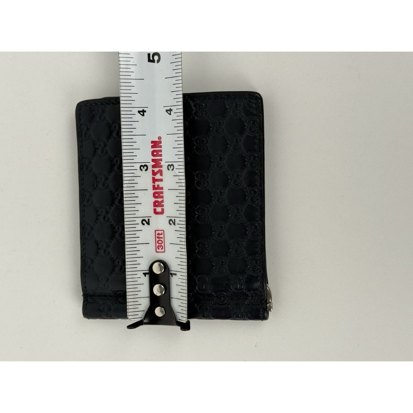 Gucci Guccissima Black Leather Money Clip Card Holder