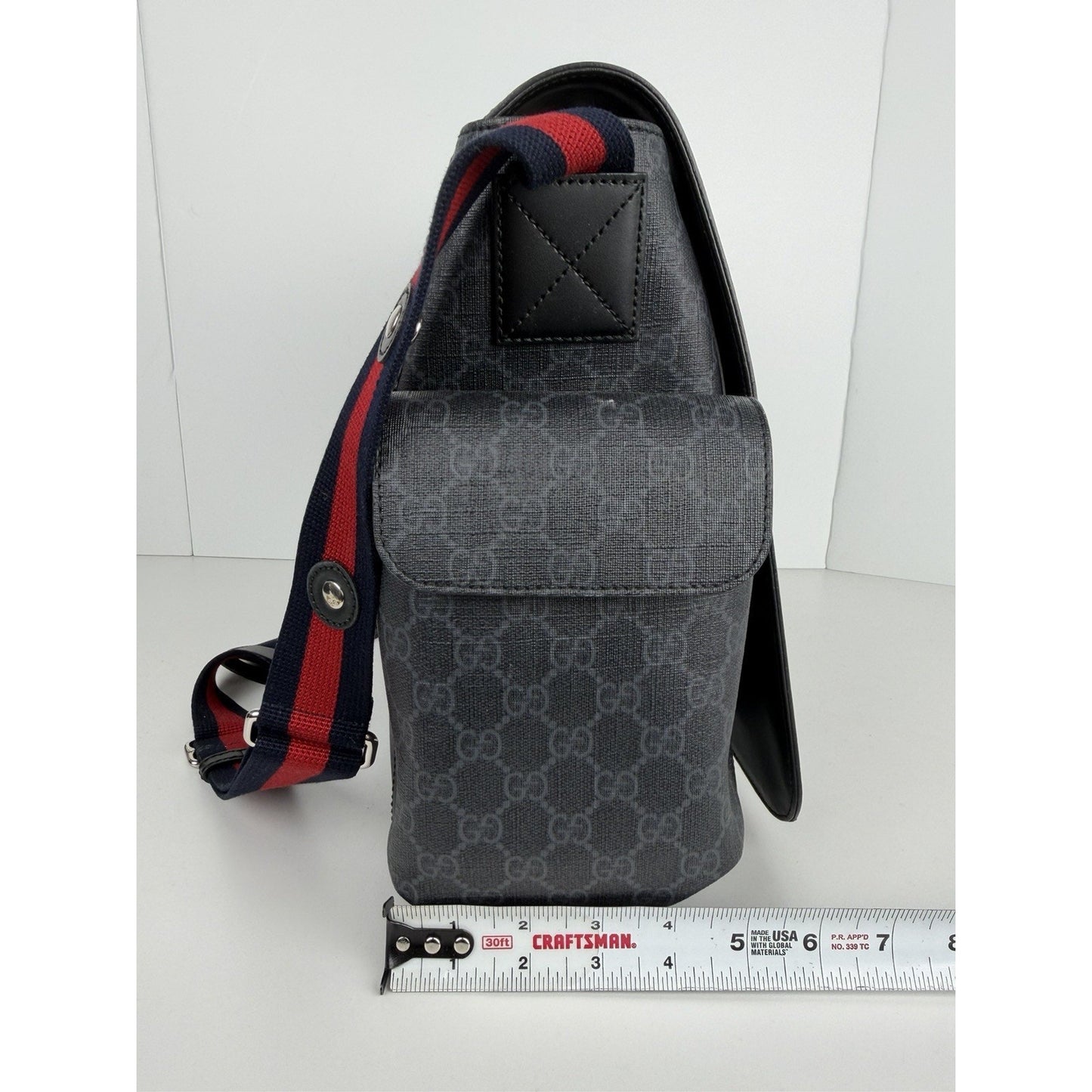 Gucci Diaper Changing Bag Large in Black GG Supreme Monogram Coated Canvas S