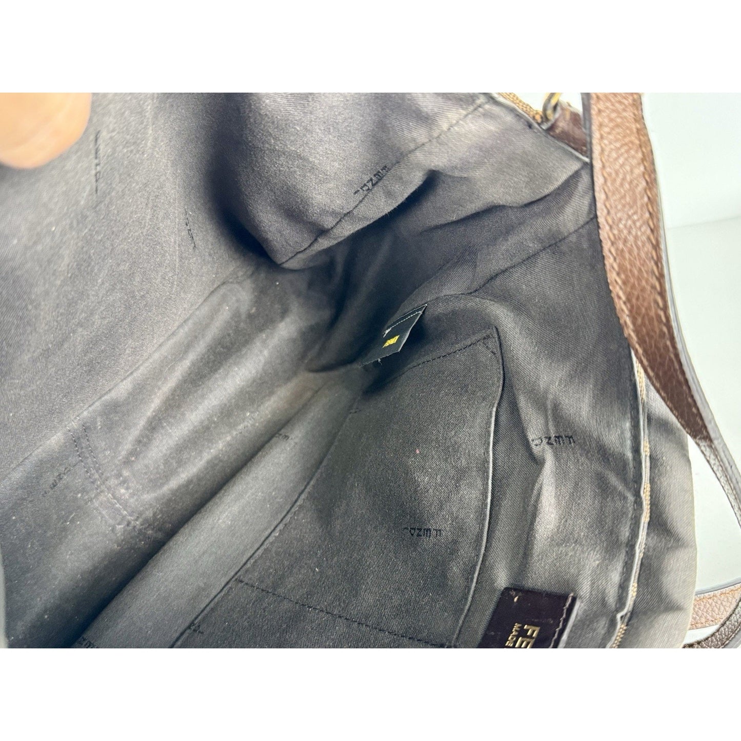 Fendi Tobacco Zucca Canvas Flap Crossbody Bag with Gold Hardware D-1