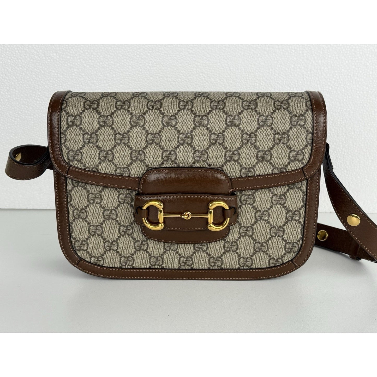 Gucci 1955 Horsebit Shoulder Bag Brown Monogram Medium