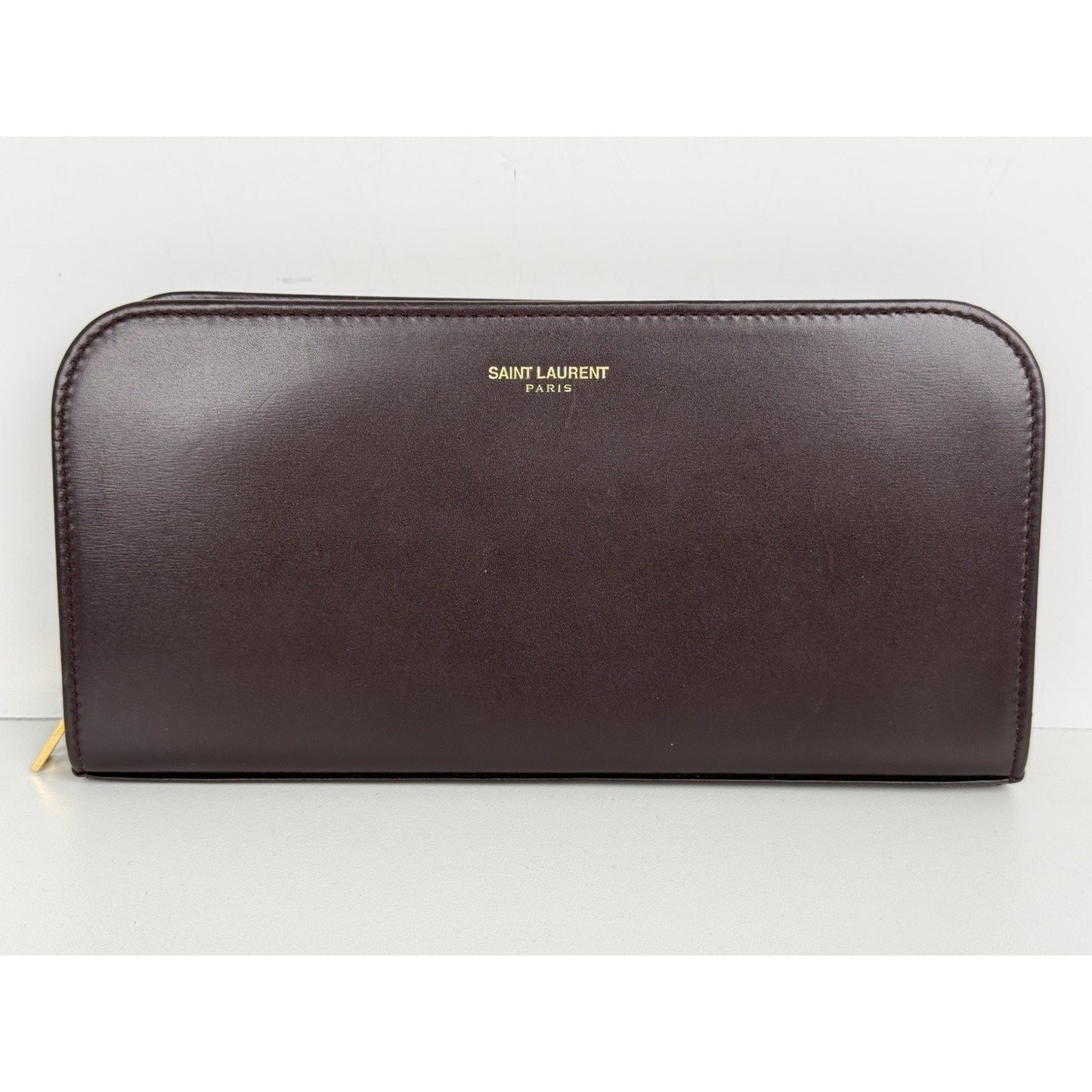 Saint Laurent Amerena Zip Around Wallet Burgundy Leather